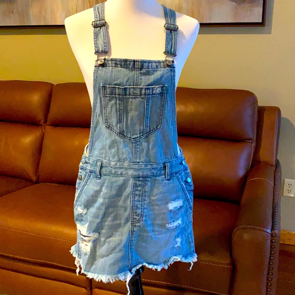 American Eagle distressed overall dress
